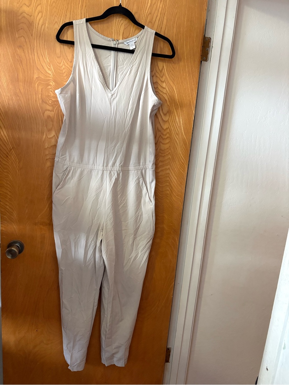 Athleta Sleeveless V-Neck Jumpsuit in Light tan 12